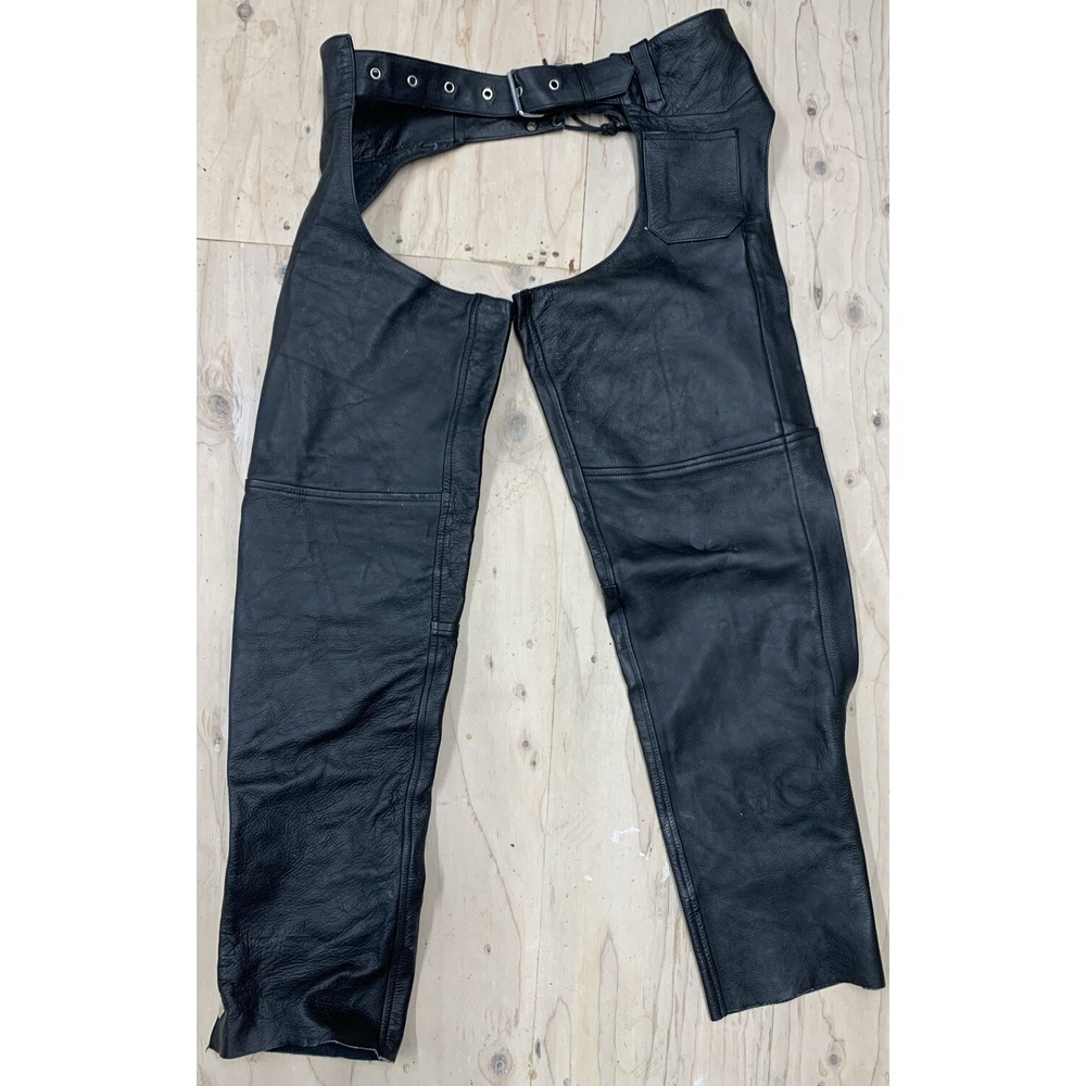 River Road Biker Pants Small Black Leather Riding Motorcycle Chaps‎ Unisex